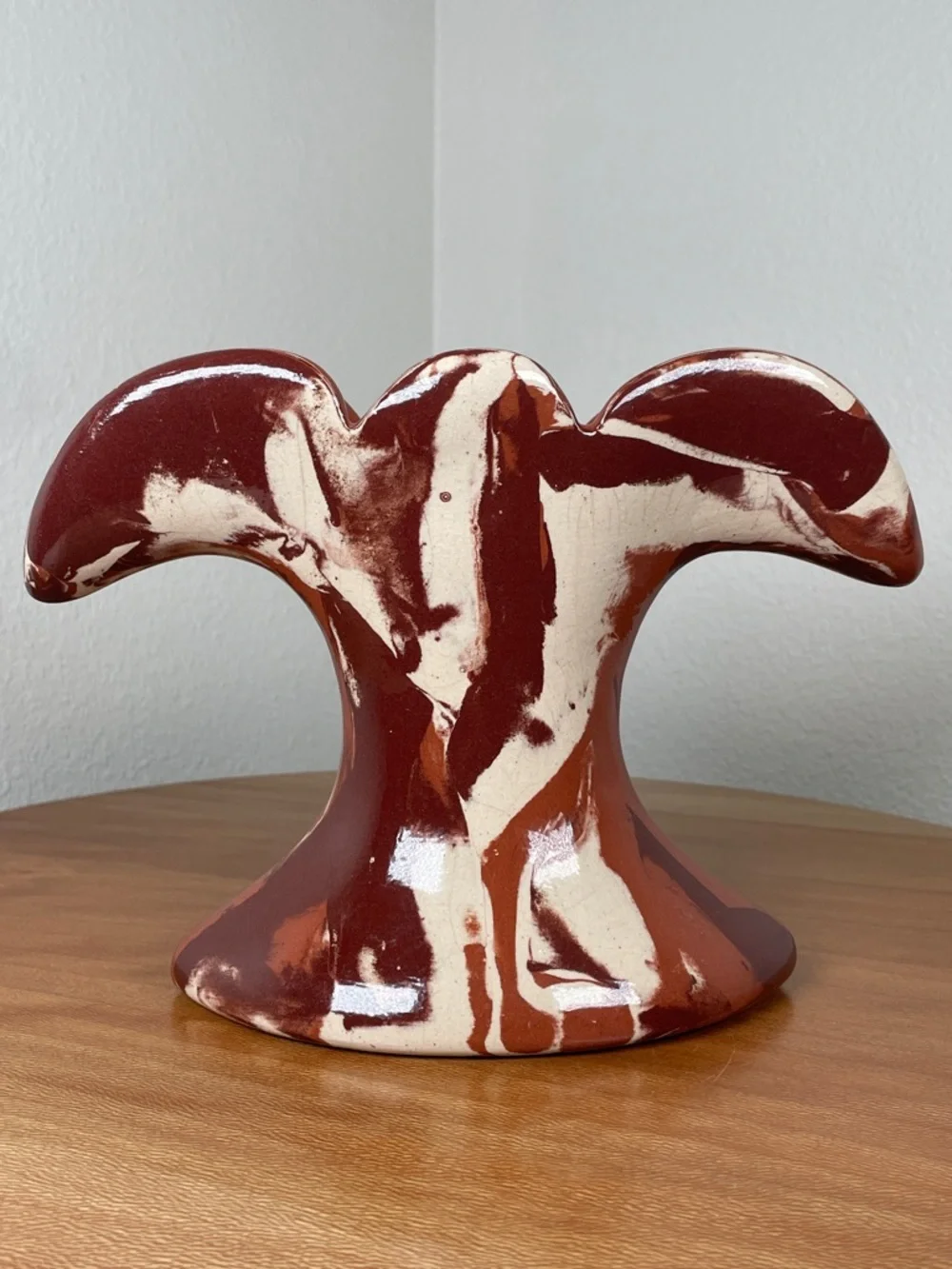 VTG 1978 Montana Clays in Calico Handmade Art Pottery Fluted Vase  Marbled